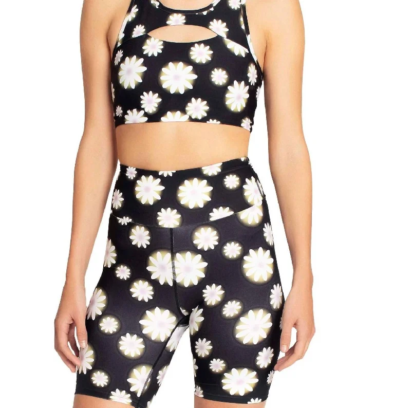 Casual Fashion Cut Out Racerback Sports Bra In Hazy Daisy