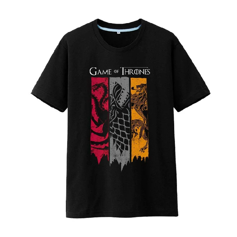 Simple Comfort Game of Thrones of Ice and Fire Stark Tagelian Family Logo Cotton Short Sleeve T-Shirt Men and Women Simple Comfort Game of Thrones of Ice and Fire Stark Tagelian Family Logo Cotton Short Sleeve T-Shirt Men and Women