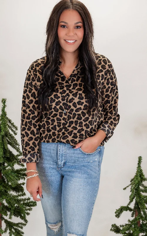 Cozy Comfort Nina Leopard Button Up Top