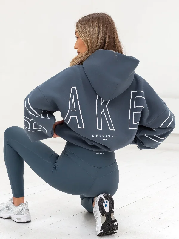 Simple Style Outline Isabel Oversized Hoodie - Slate Blue