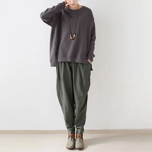 Personalized Printing Design dark grey short sweat shirts woman oversize pullover cotton tops