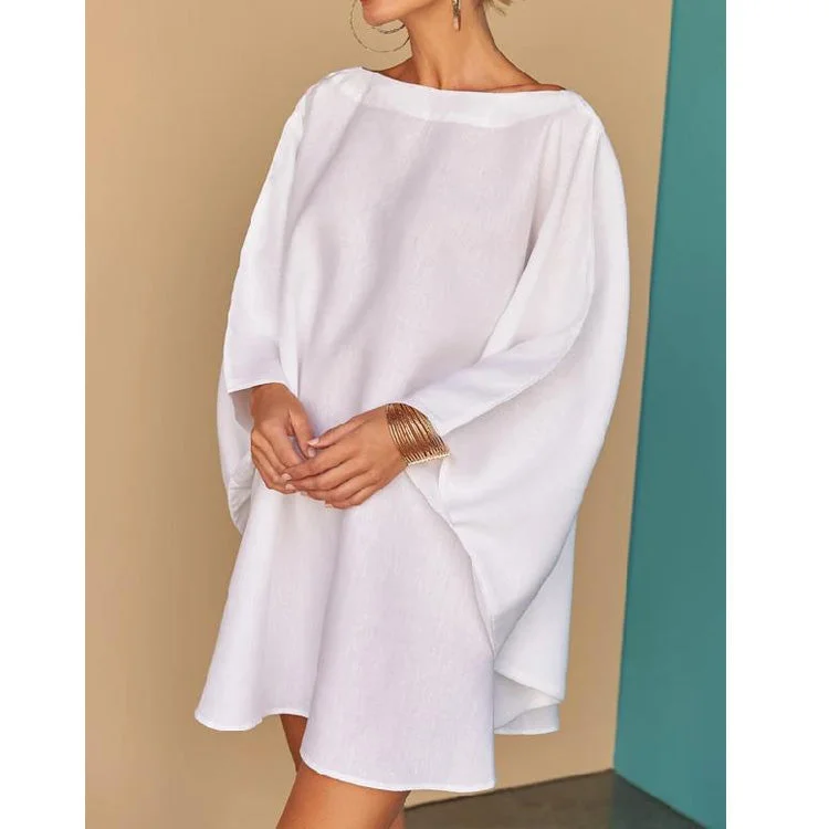 Fashion Comfort White A Line Mini Bat Dresses