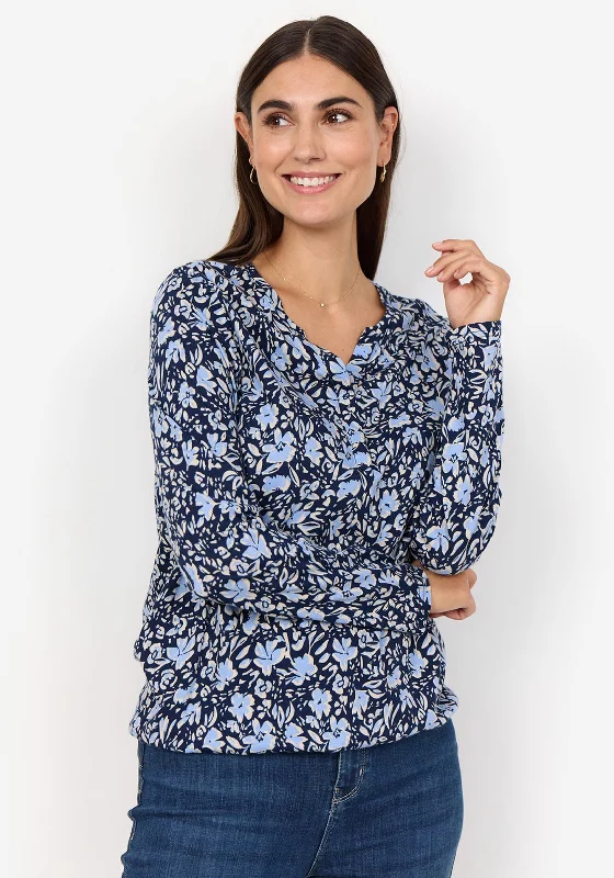 Cozy Essentials Soyaconcept Felicity Floral Tunic Top, Blue Multi