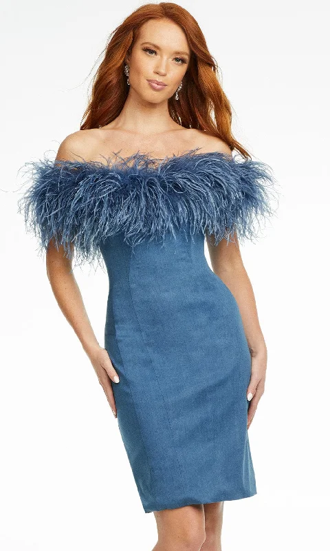 Trendy Vibes Ashley Lauren - 4481 Straight Across Denim Short Dress