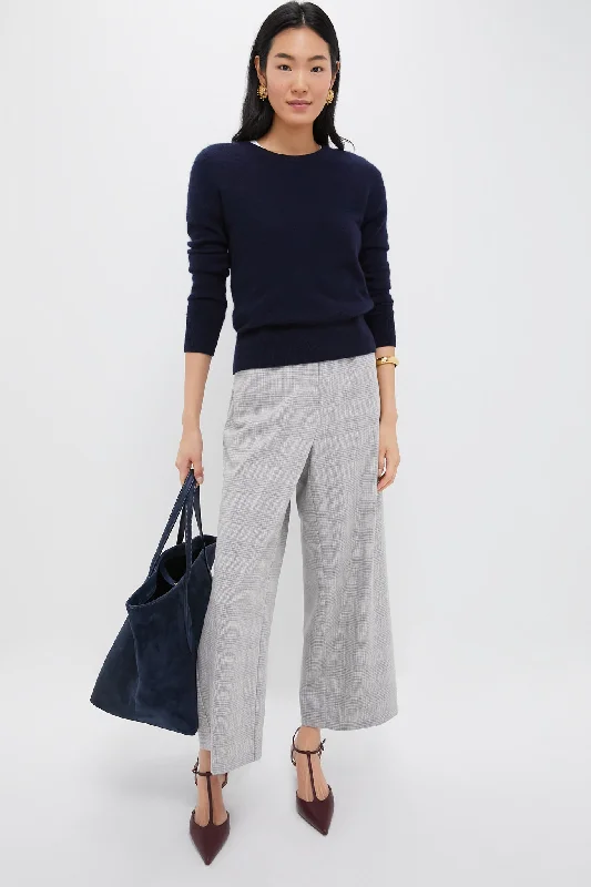 Effortless Chic Gray Plaid Cropped Flare Carlton Pants