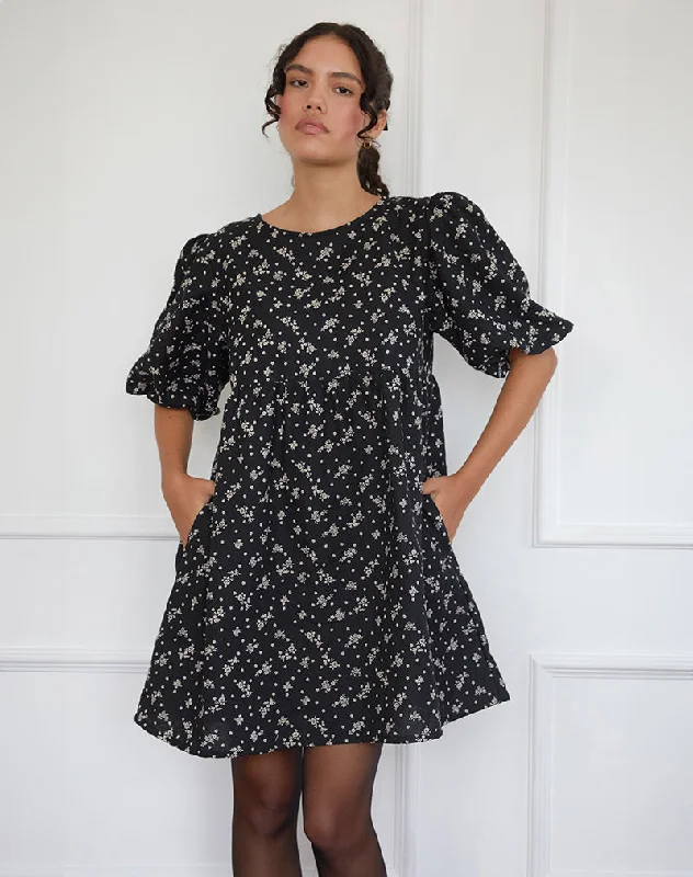 Soft Textiles Marate Mini Dress in Floral Land Black