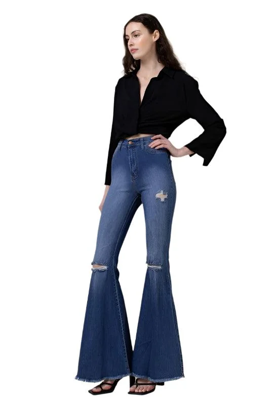 Modern Comfort Womens High Rise Flare Jeans Pants