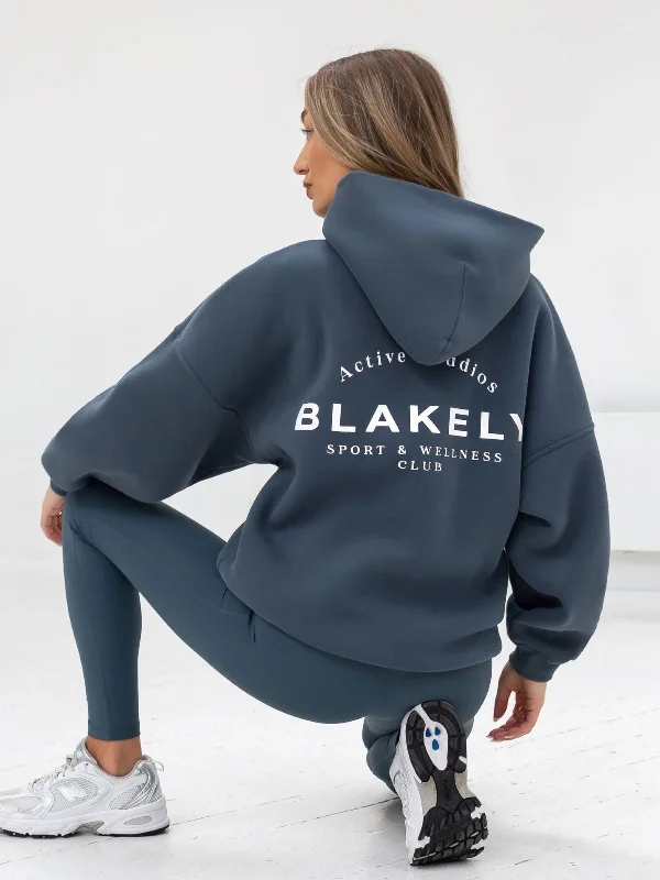 Romantic Skirt Style Active Studios Oversized Hoodie - Slate Blue