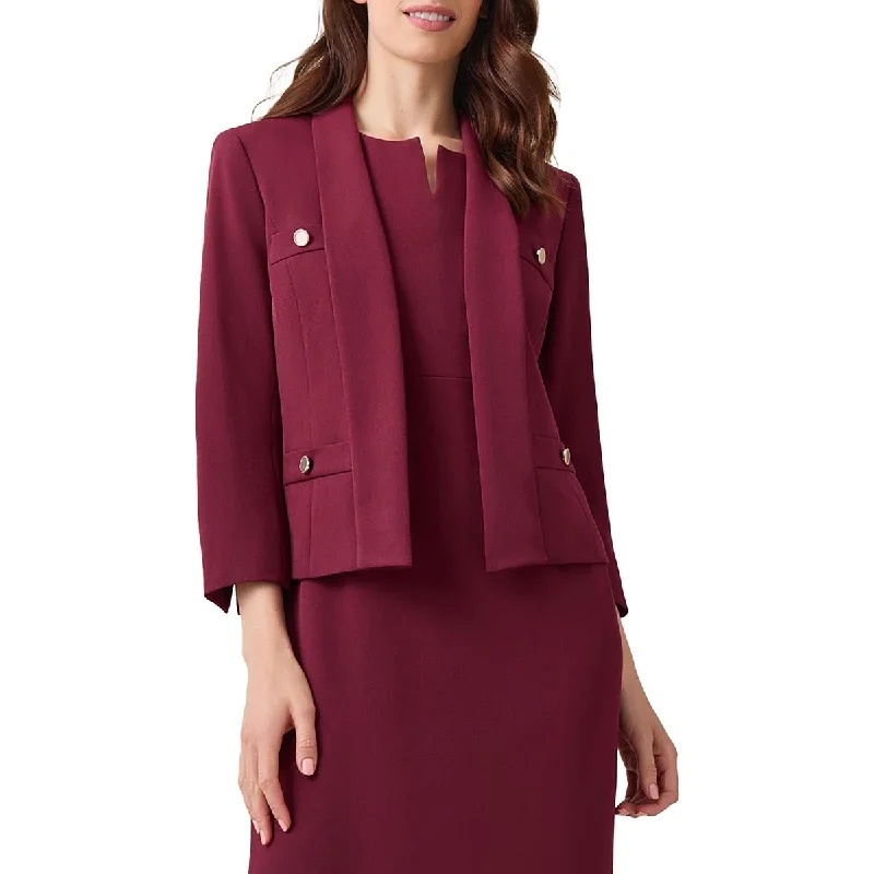 Soft Textiles Kasper Womens Petites Button  Open-Front Blazer