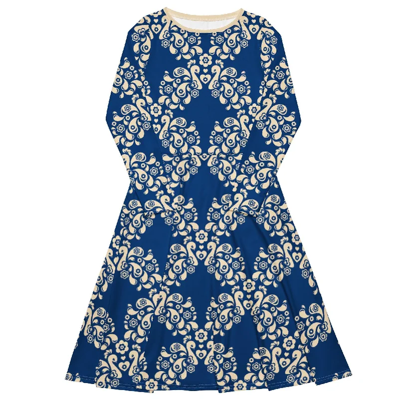 Fashion Layers PEACOCK LOVE blue - Midi dress with long sleeves and pockets