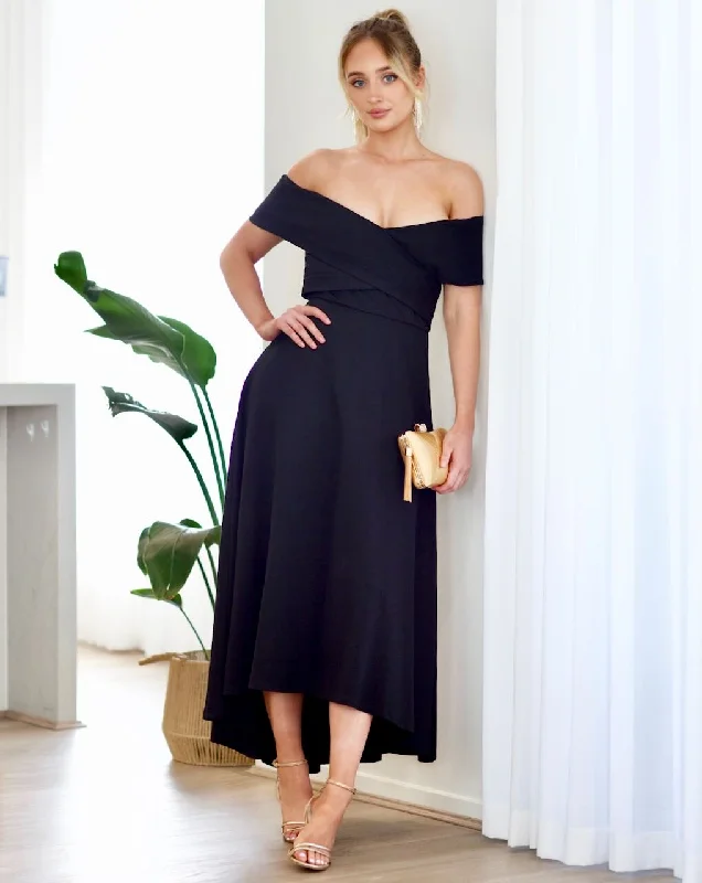Personalized Independent Style Belina Midi Dress- Black