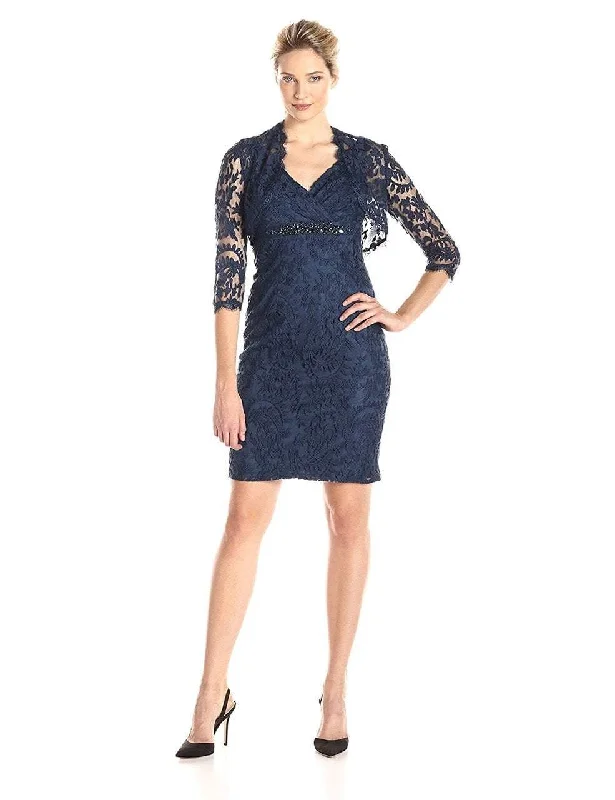 Minimal Outfits Adrianna Papell - Embellished V-Neck Sheath Dress 15253710