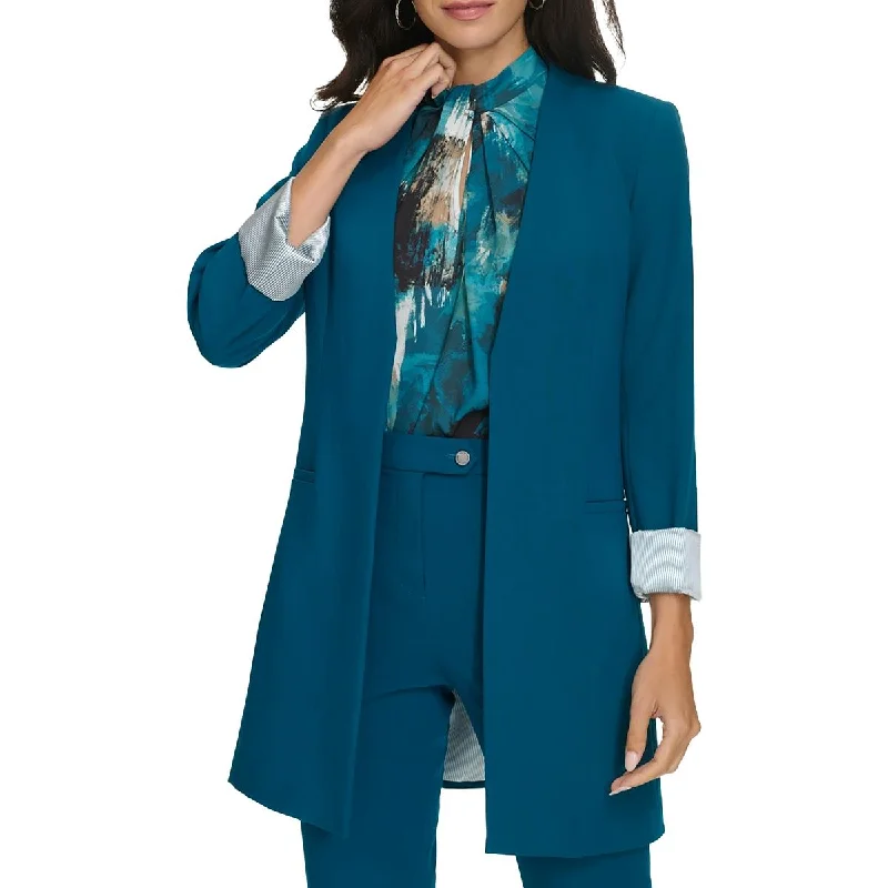 Comfortable Layers Calvin Klein Womens Petites Shoulder Pads  Open-Front Blazer