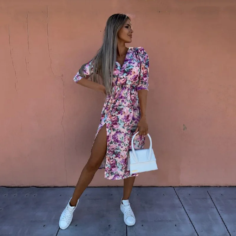 Personalized Layout Spread Beauty Printed Wrap Maxi Dress - FINAL SALE