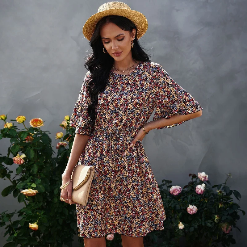 Chic Textures Lainie Floral Tie Dress