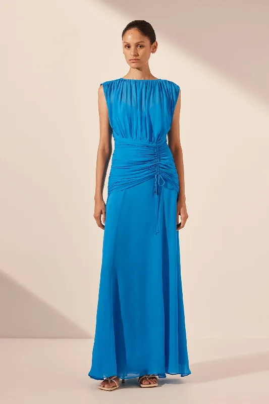 Comfortable Jeans AMINA HIGH NECK MAXI DRESS - AQUA