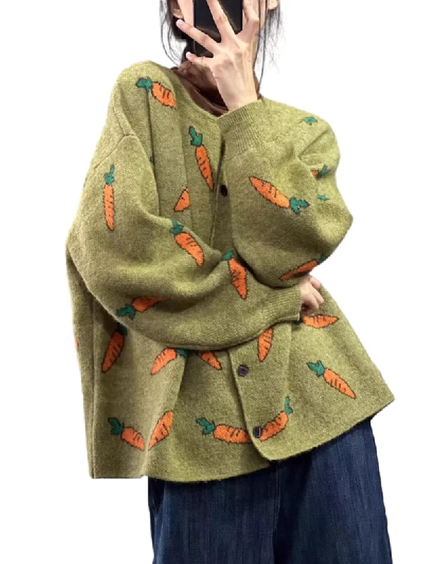 Lightweight Clothes Women's Cozy Elegance Cartoon Printed Cardigan