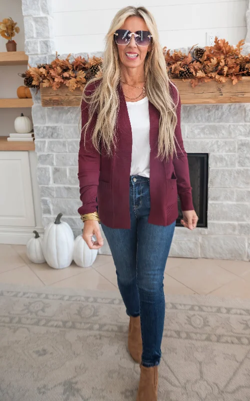 Soft Materials Our Favorite Boyfriend Cardigan - Burgundy