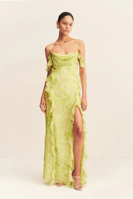 Functional Fashion MILLER RUFFLE COWL MAXI DRESS