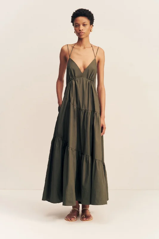 Classy Outfits MAIORI TIERED MAXI DRESS - ARMY GREEN