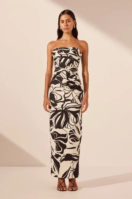 Relaxed Fit AZIZE STRAPLESS DRAPED MAXI DRESS