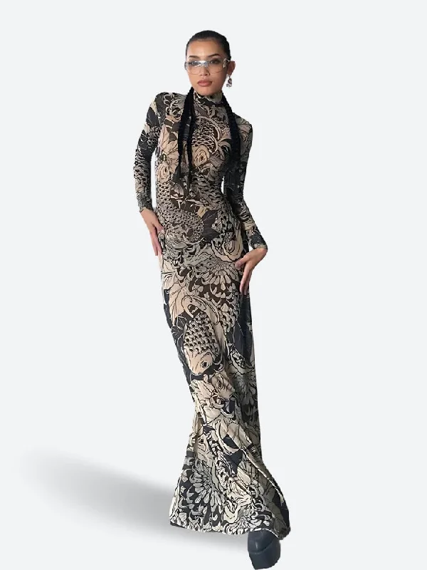 Modern Apparel Baddie Tattoo Maxi Dress