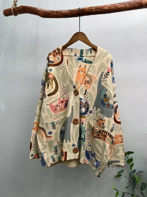 Soft Fit Women's Luxe Cashmere Elegance Stylish Printed Cardigan