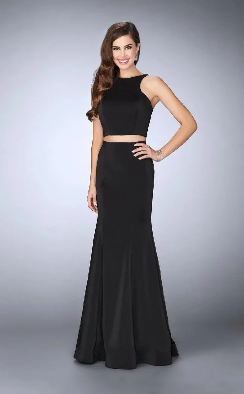 Romantic Skirt Design La Femme - 24310 Two-Piece Svelte Jersey Long Sheath Evening Gown Romantic Skirt Design La Femme - 24310 Two-Piece Svelte Jersey Long Sheath Evening Gown