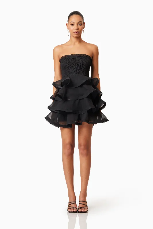 Soft Fabrics Louise Strapless Mini Dress In Black