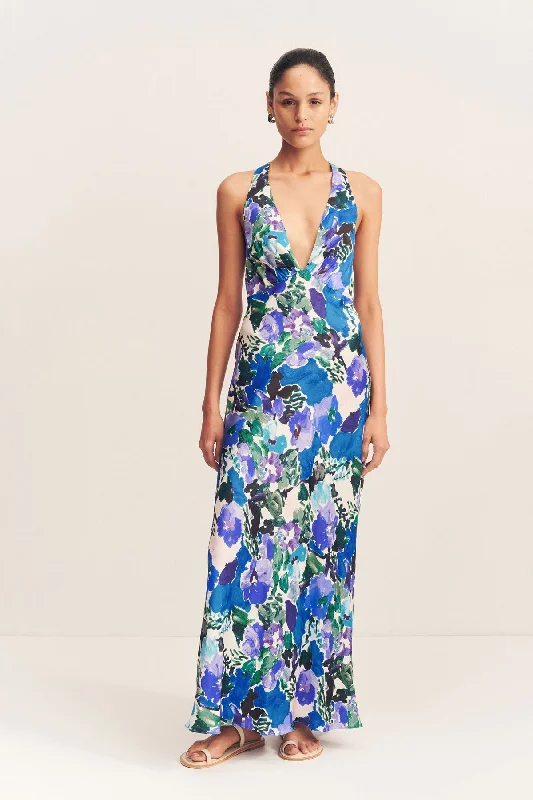 Cozy Comforts CURLEWIS PLUNGED CROSS BACK MAXI DRESS