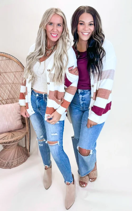 Casual Fashion Button Bliss Stripe Cardigan by Salty Wave