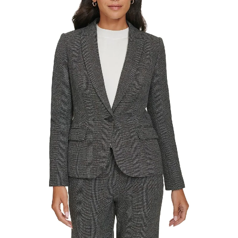 Sleek Outfits Calvin Klein Womens Plaid  One-Button Blazer