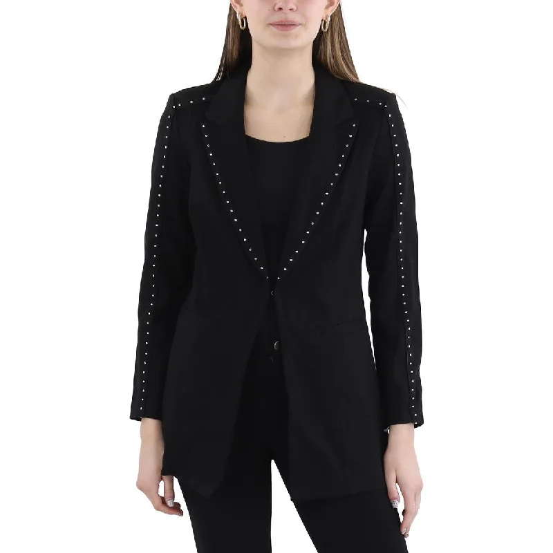 Affordable Fashion Insight Womens Studded Collared One-Button Blazer