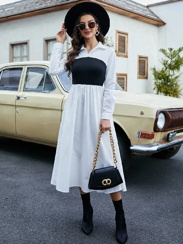 Relaxed Fit KittenAlarm - Colorblock Shirt Dress