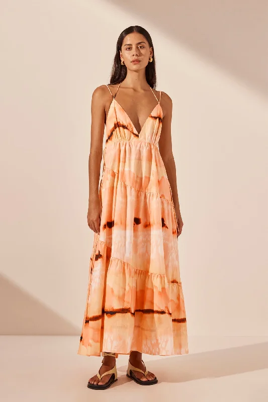 Chic Textures LARISSA TIERED MAXI DRESS