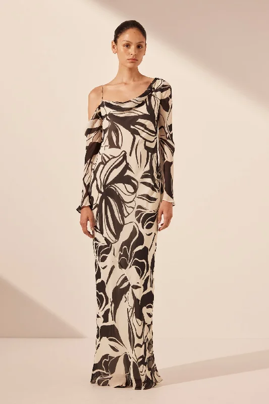 Chic Style IMANE ASYMMETRICAL LONG SLEEVE MAXI DRESS
