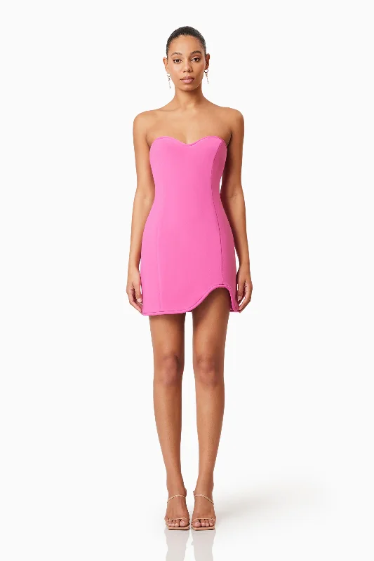 Functional Fashion Janelle Strapless Mini Dress In Pink