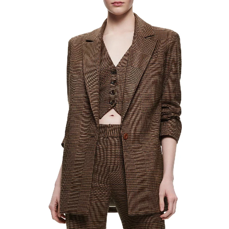 Affordable Looks Alice and Olivia Womens Colley Woven Houndstooth One-Button Blazer