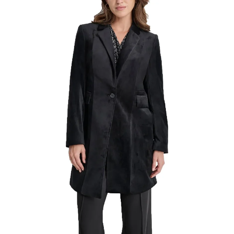 Minimalist Style DKNY Womens Collar  One-Button Blazer