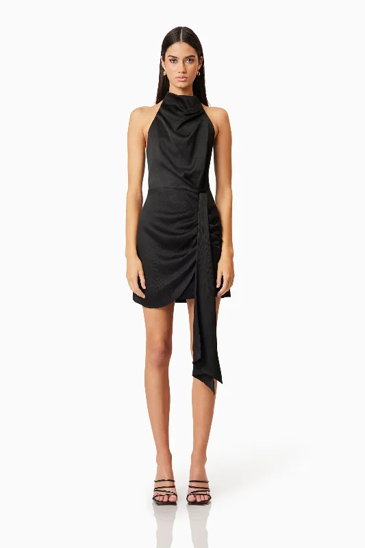 Cozy Wear Myra Mini Halter Dress in Black
