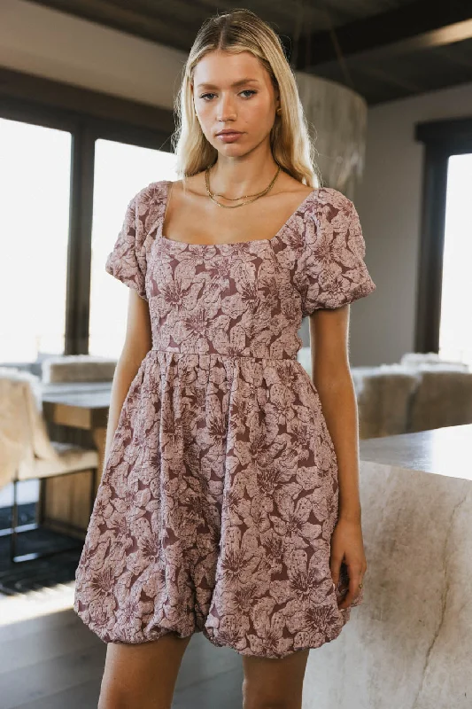 Stylish Wear Aisling Bubble Mini Dress in Mauve