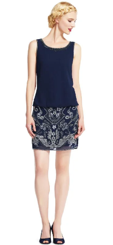 Comfortable Layers Adrianna Papell - Bateau Neckline Embellished Short Dress AP1E200231 Comfortable Layers Adrianna Papell - Bateau Neckline Embellished Short Dress AP1E200231