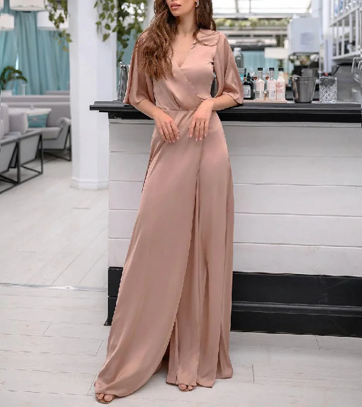 Easy Wardrobe Behati Wrap Kimono Maxi Dress - Blush