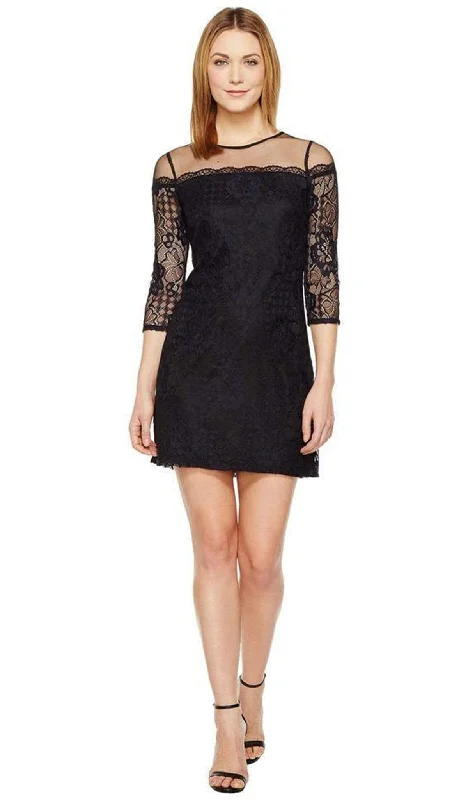 Relaxed Fit Adrianna Papell - AP1D100545 Lace Quarter Length Sleeve Sheath Dress