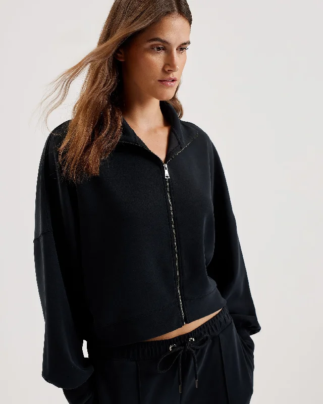 Everyday Outfits Arorha Zip Through Funnel Neck Sweat Black