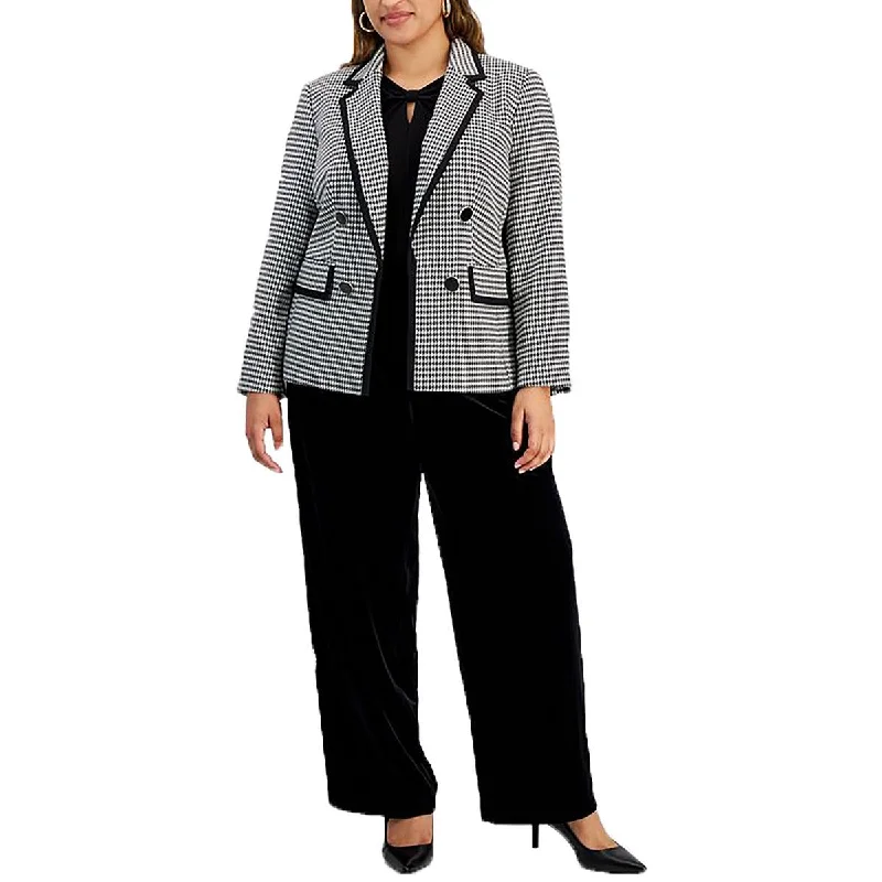 Elegant Fashion Kasper Womens Houndstooth  Double-Breasted Blazer