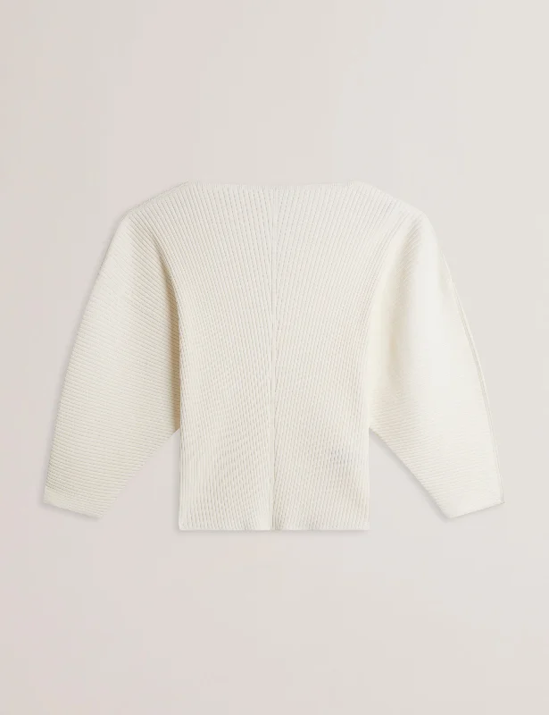 Trendy Vibes Lilabth Sculptured Rib Sweater Ivory