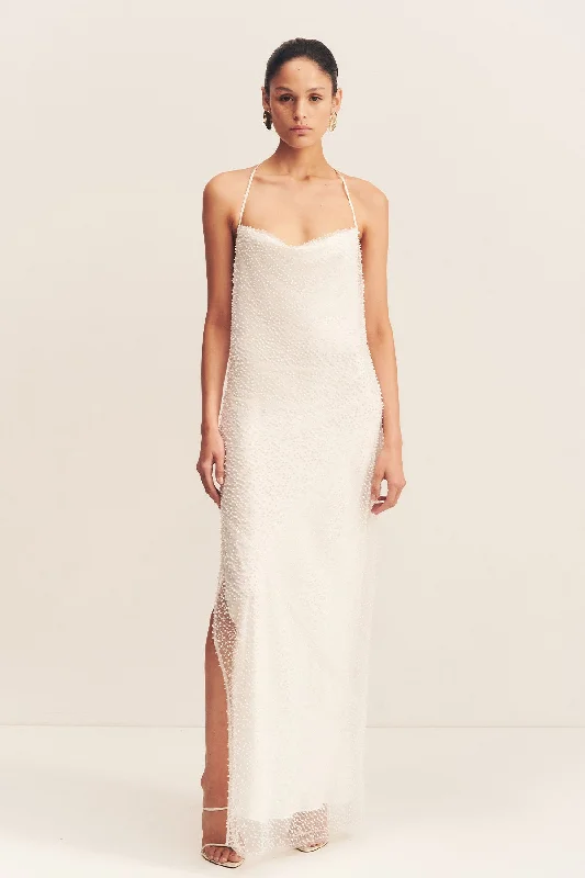 Everyday Fashion IRIDESCENT DOUBLE COWL OPEN BACK MAXI DRESS