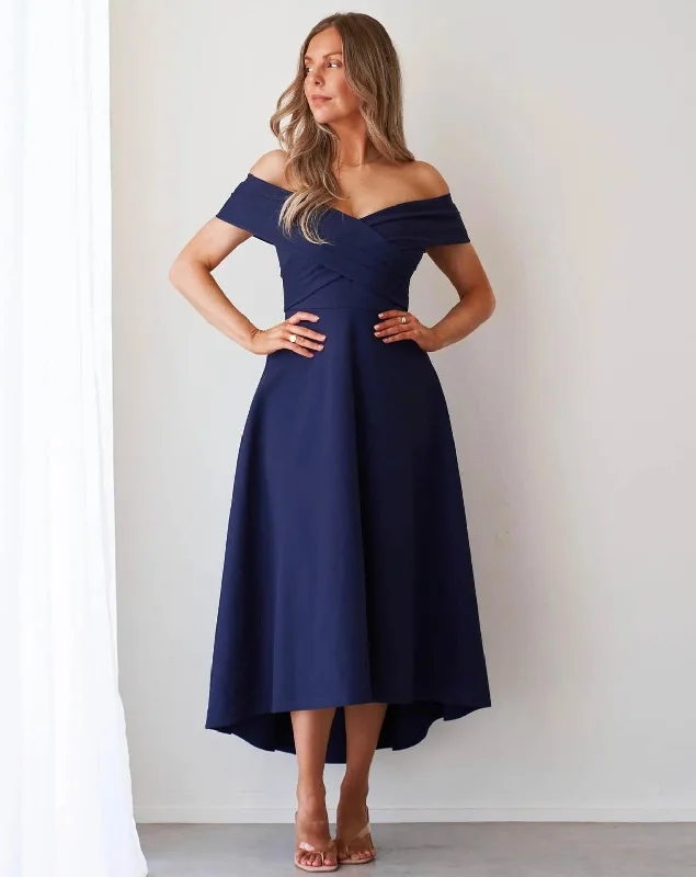 Personalized Text Belina Midi Dress - Navy