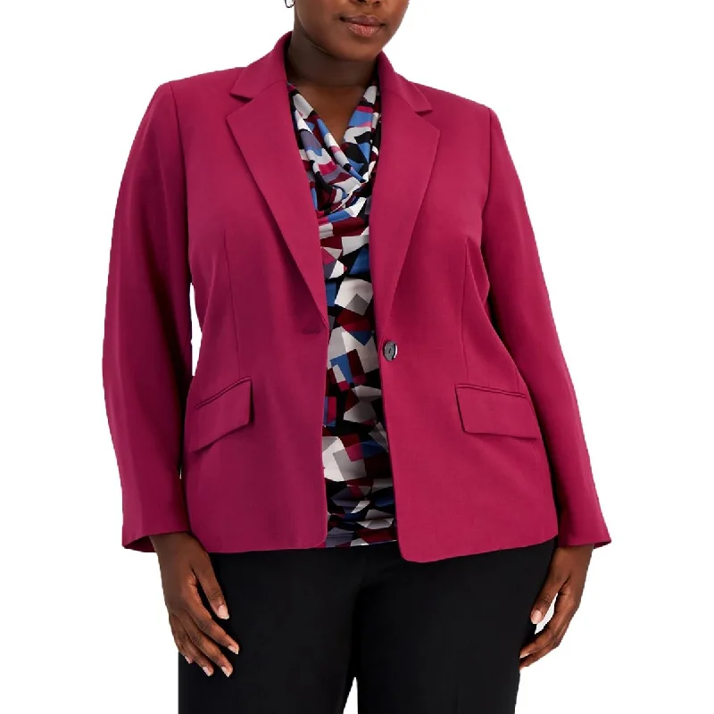 Cozy Comfort Kasper Womens Plus Collar  One-Button Blazer
